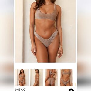 Dippin' Daisy's Sparkle V-Front Bikini Brief — Champagne Shimmer